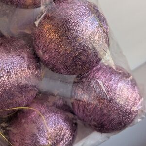 Retro Pink Metallic Ornaments Set Of 6